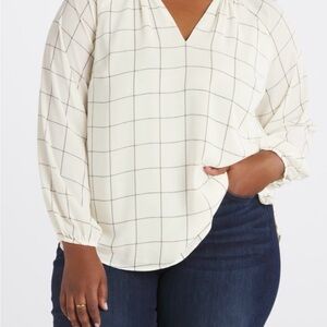 41 Hawthorn Ivory Checkered Blouse